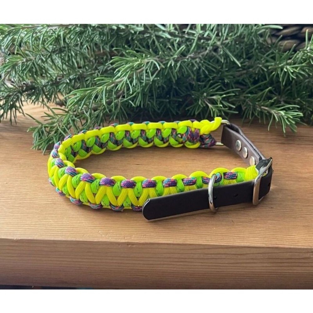 Fits 13.5-15.5 in. Neck Adjustable Biothane Paracord Dog Collar